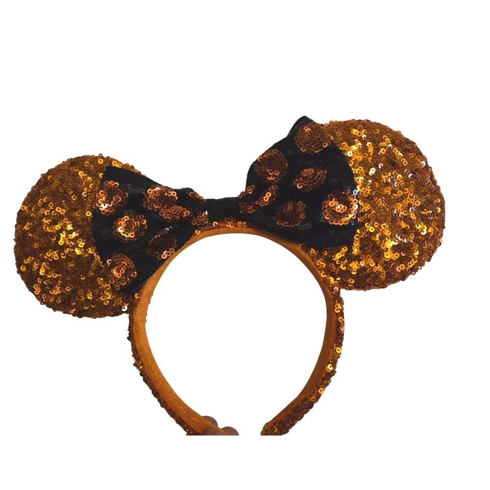 Minnie Mouse Ears Headband Sequin Gold & Black Leopard Disney Parks Adult